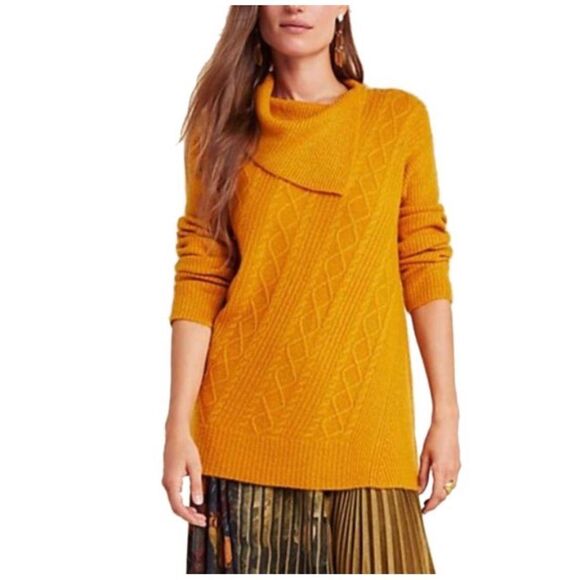 By Anthropologie Orange Turtleneck Sweater Size L - Picture 1 of 8